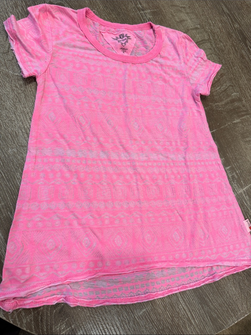 T2 Love Pink Short Sleeve Knit Tee